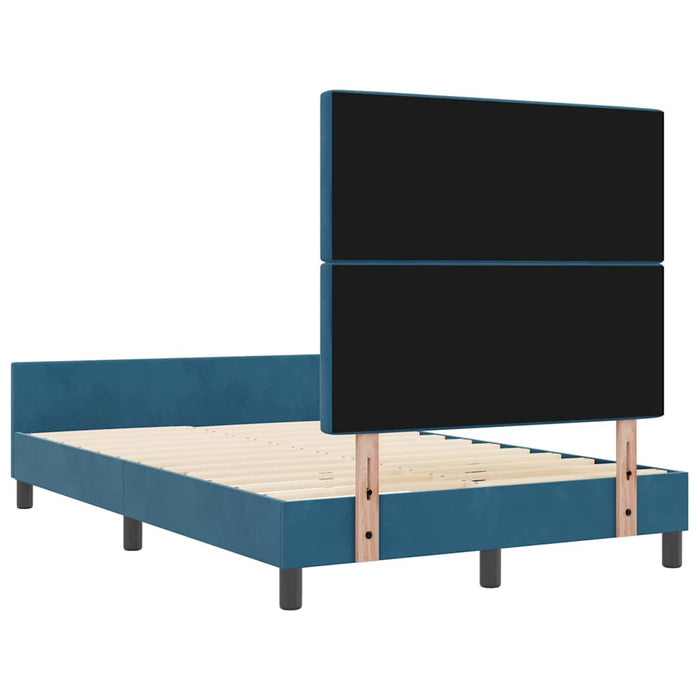 Pat cu arcuri cu headboard Albastru închis 120 x 200 cm Catifea WALTI