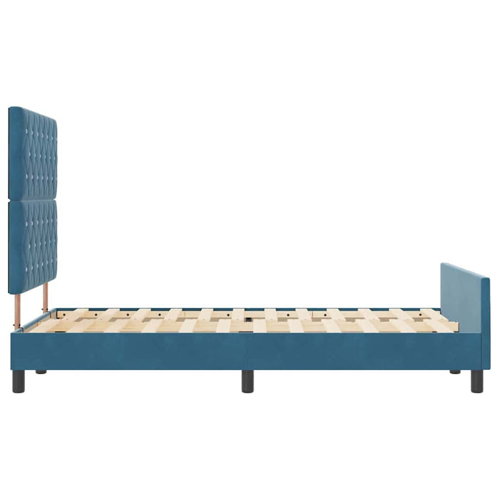 Pat cu arcuri cu headboard Albastru închis 120 x 200 cm Catifea WALTI