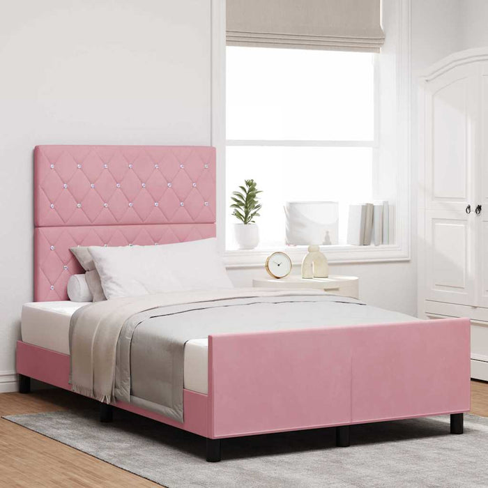 Pat cu arcuri cu headboard Roz 120 x 200 cm Catifea - WALTI WALTI