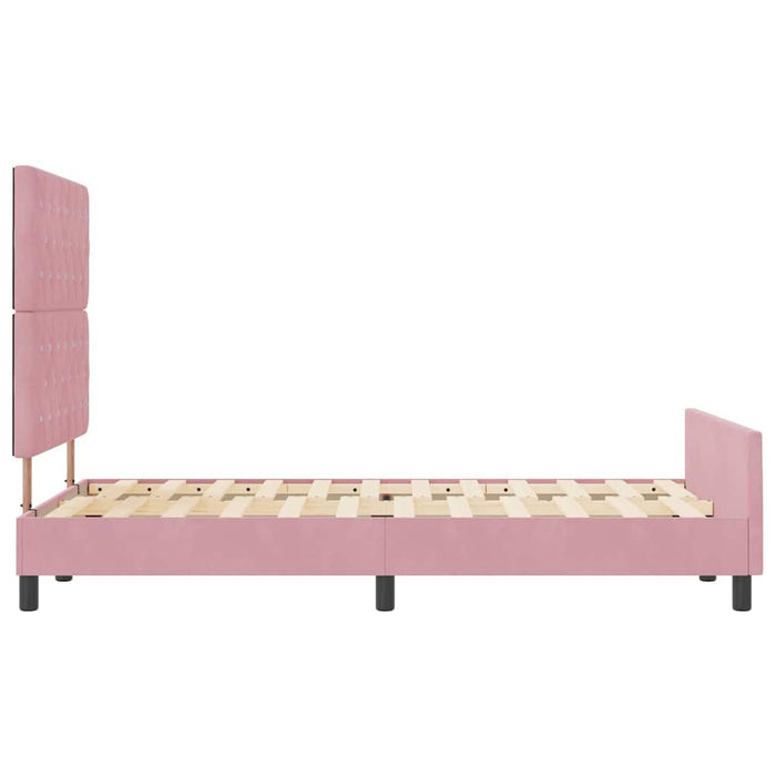 Pat cu arcuri cu headboard Roz 120 x 200 cm Catifea - WALTI WALTI