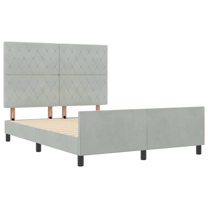 Cadru de pat cu headboard Gri deschis 140 x 190 cm Catifea - WALTI WALTI
