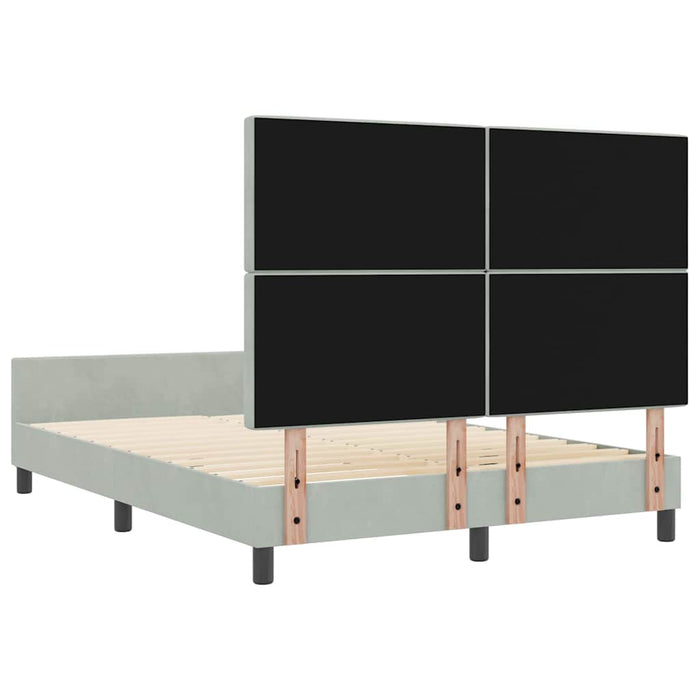 Cadru de pat cu headboard Gri deschis 140 x 190 cm Catifea - WALTI WALTI