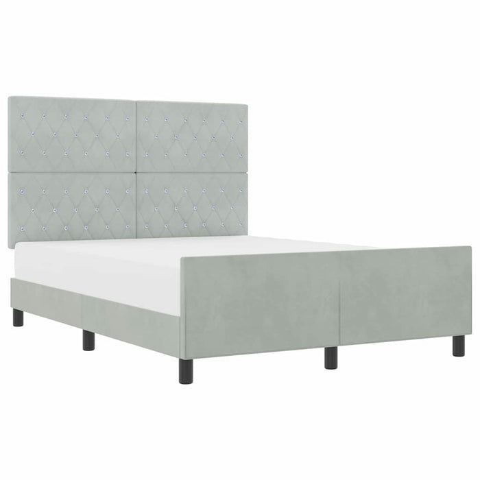 Cadru de pat cu headboard Gri deschis 140 x 190 cm Catifea - WALTI WALTI