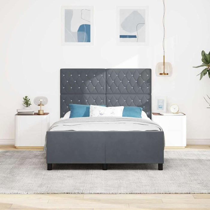Pat cu arcuri cu headboard Gri închis 140 x 190 cm Catifea WALTI