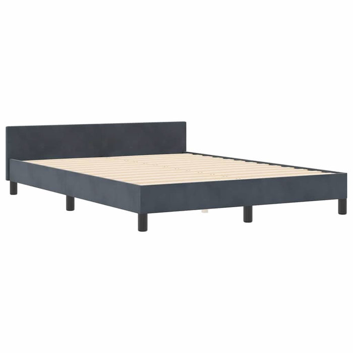 Pat cu arcuri cu headboard Gri închis 140 x 190 cm Catifea WALTI