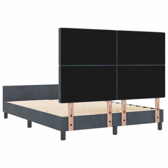 Pat cu arcuri cu headboard Gri închis 140 x 190 cm Catifea WALTI