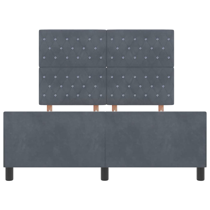 Pat cu arcuri cu headboard Gri închis 140 x 190 cm Catifea WALTI