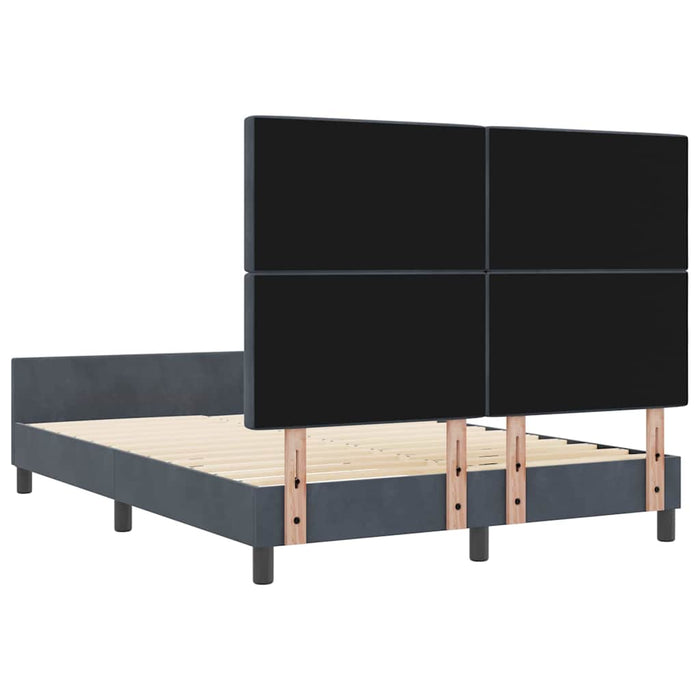 Pat cu arcuri cu headboard Gri închis 140 x 200 cm Catifea WALTI