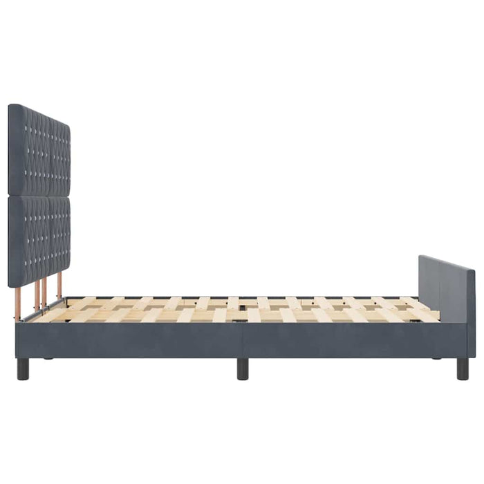 Pat cu arcuri cu headboard Gri închis 140 x 200 cm Catifea WALTI