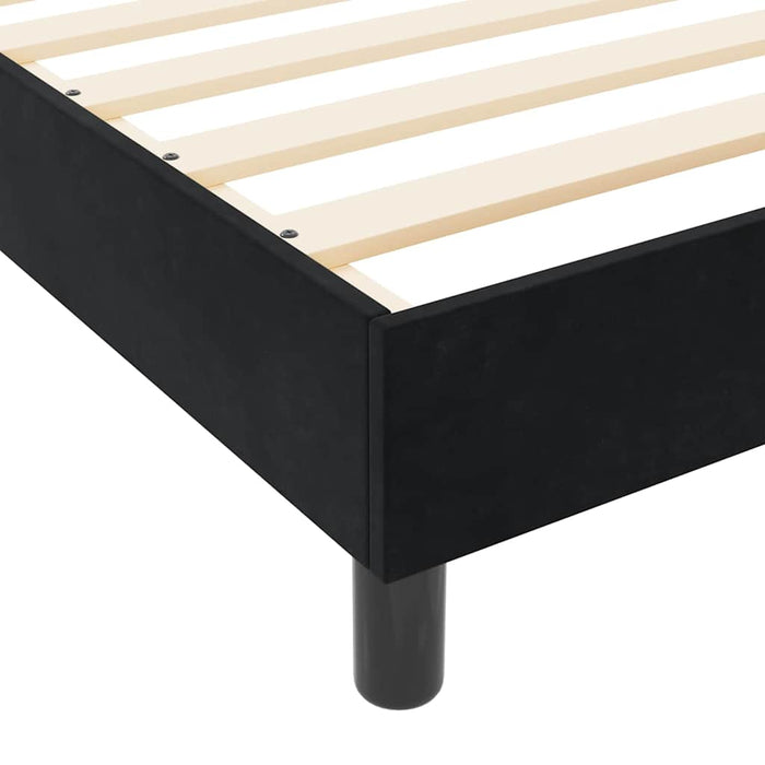 Pat cu arcuri cu headboard Negru 140 x 200 cm Catifea WALTI