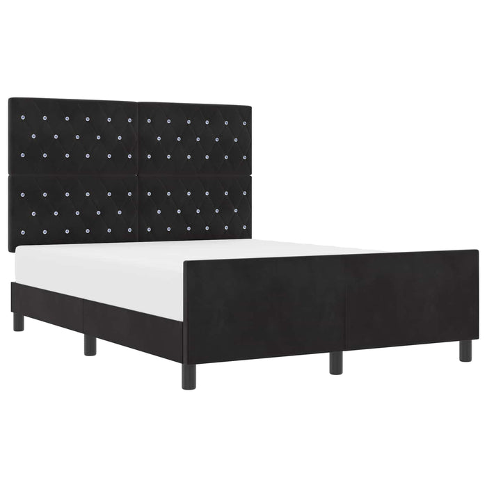 Pat cu arcuri cu headboard Negru 140 x 200 cm Catifea WALTI