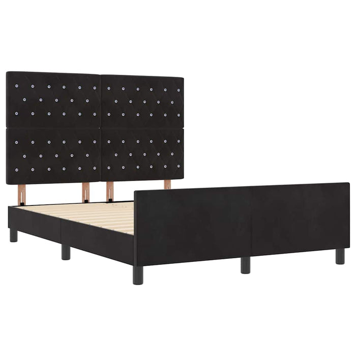 Pat cu arcuri cu headboard Negru 140 x 200 cm Catifea WALTI