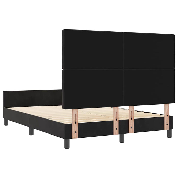 Pat cu arcuri cu headboard Negru 140 x 200 cm Catifea WALTI