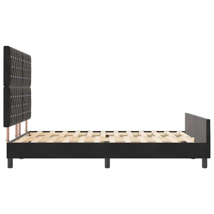 Pat cu arcuri cu headboard Negru 140 x 200 cm Catifea WALTI