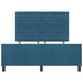 Pat cu arcuri cu headboard Albastru închis 140 x 200 cm Catifea - WALTI WALTI