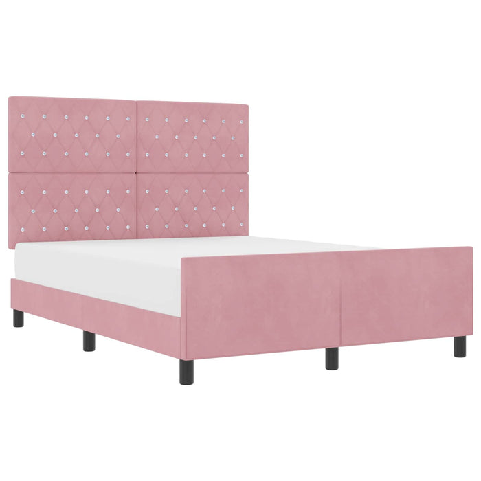 Pat cu arcuri cu headboard Roz 140 x 200 cm Catifea WALTI