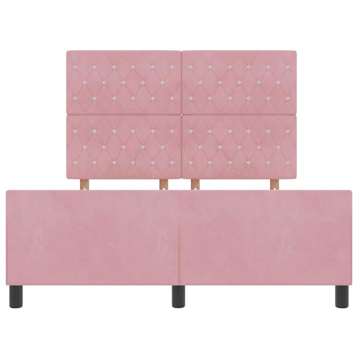 Pat cu arcuri cu headboard Roz 140 x 200 cm Catifea WALTI