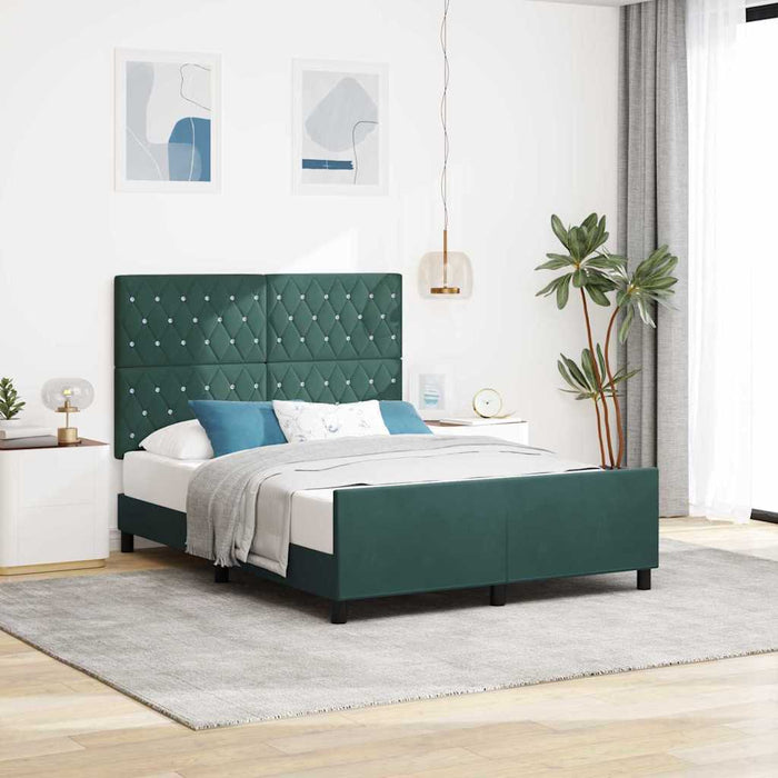 Pat cu arcuri cu headboard Verde închis 160 x 200 cm Catifea WALTI