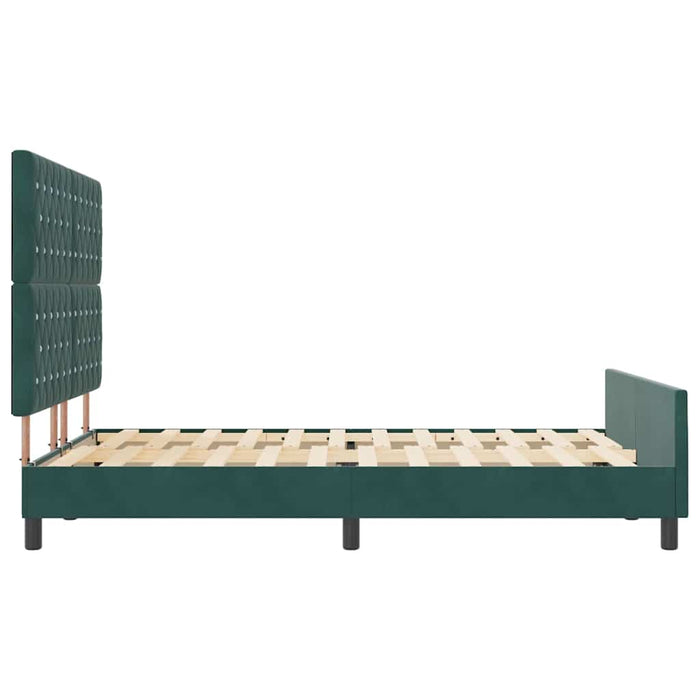 Pat cu arcuri cu headboard Verde închis 160 x 200 cm Catifea WALTI