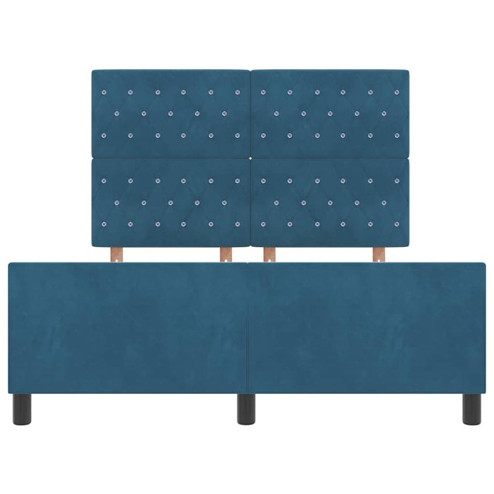 Pat cu arcuri cu headboard Albastru închis 160 x 200 cm Catifea WALTI