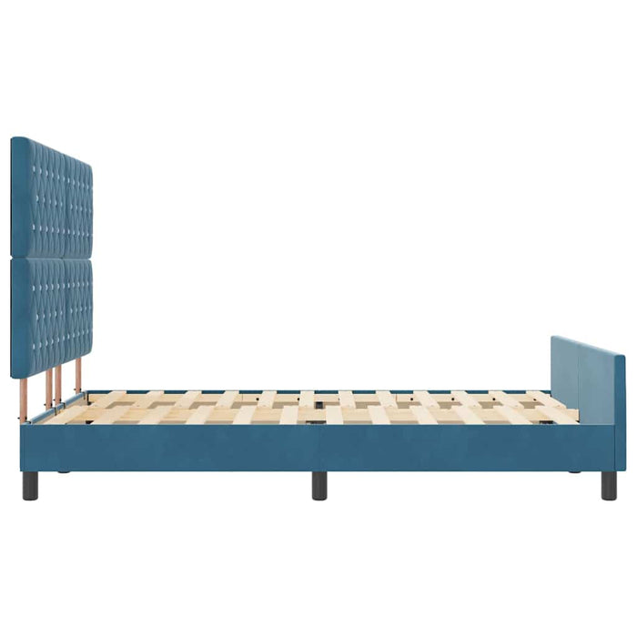 Pat cu arcuri cu headboard Albastru închis 160 x 200 cm Catifea WALTI