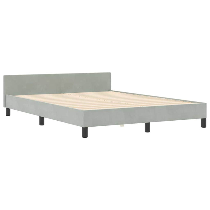 Pat cu arcuri cu headboard Gri deschis 180 x 200 cm Catifea - WALTI WALTI