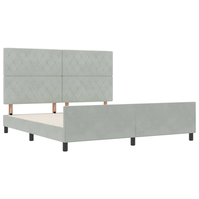Pat cu arcuri cu headboard Gri deschis 180 x 200 cm Catifea - WALTI WALTI