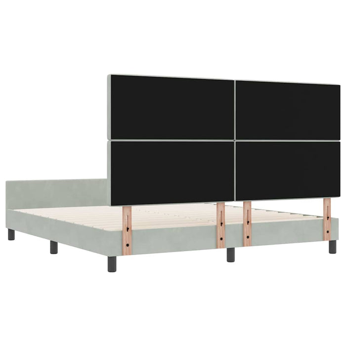 Pat cu arcuri cu headboard Gri deschis 180 x 200 cm Catifea - WALTI WALTI