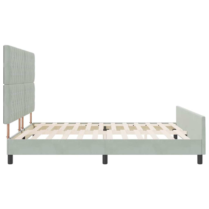 Pat cu arcuri cu headboard Gri deschis 180 x 200 cm Catifea - WALTI WALTI