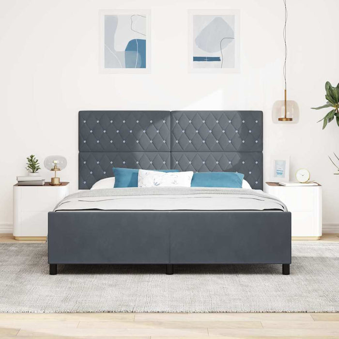 Pat cu arcuri cu headboard Gri închis 180 x 200 cm Catifea - WALTI WALTI