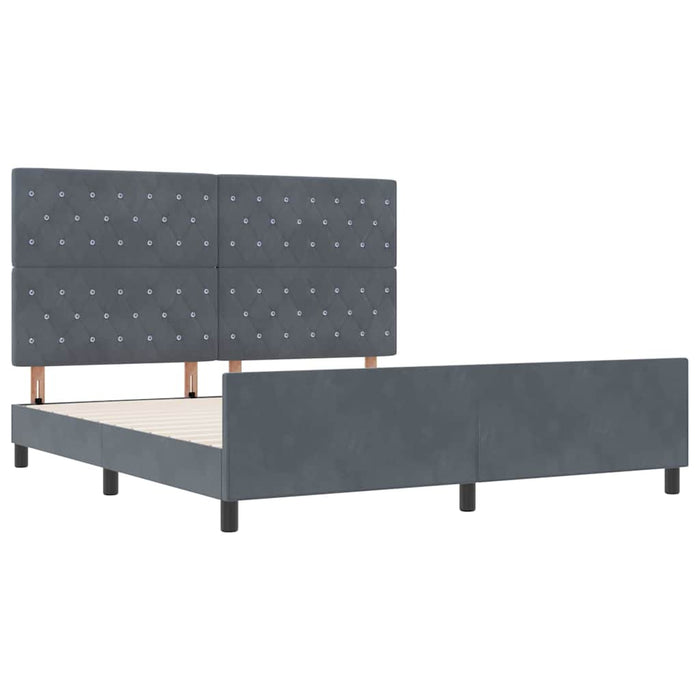Pat cu arcuri cu headboard Gri închis 180 x 200 cm Catifea - WALTI WALTI