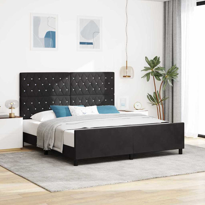 Pat cu arcuri cu headboard Negru 180 x 200 cm Catifea - WALTI WALTI