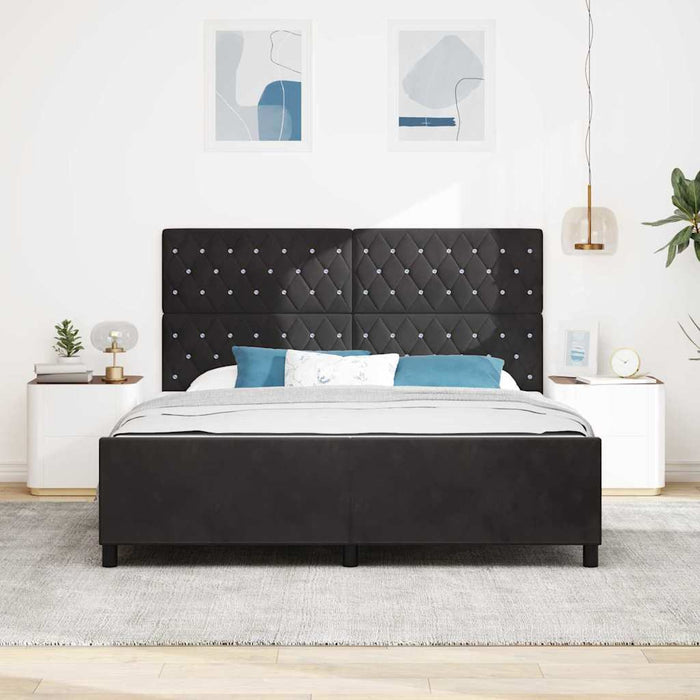 Pat cu arcuri cu headboard Negru 180 x 200 cm Catifea - WALTI WALTI