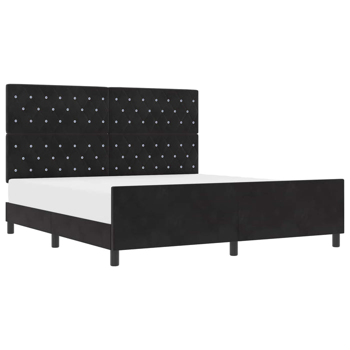 Pat cu arcuri cu headboard Negru 180 x 200 cm Catifea - WALTI WALTI