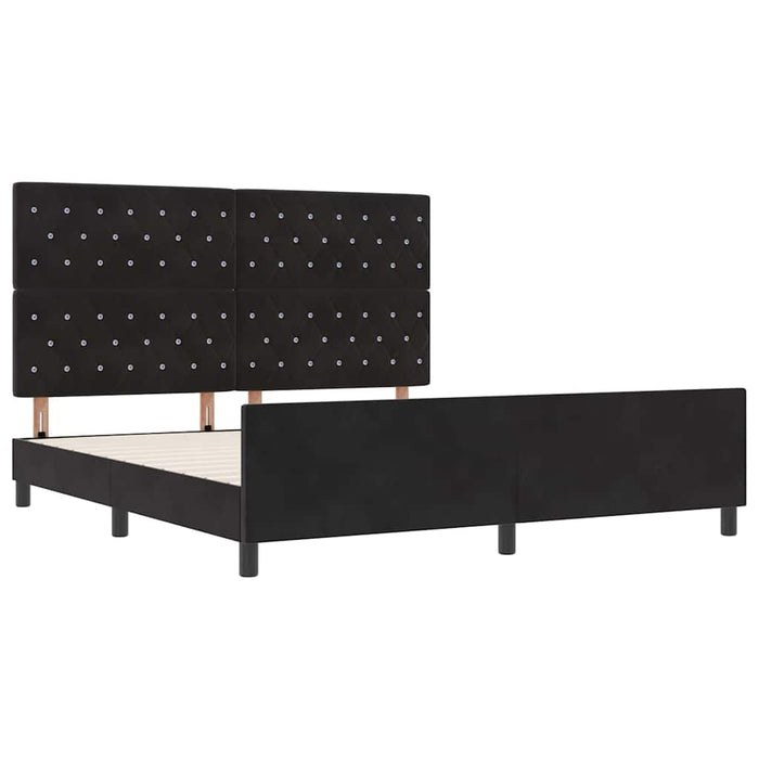 Pat cu arcuri cu headboard Negru 180 x 200 cm Catifea - WALTI WALTI