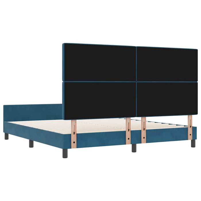 Pat cu arcuri cu headboard Albastru închis 180 x 200 cm Catifea WALTI