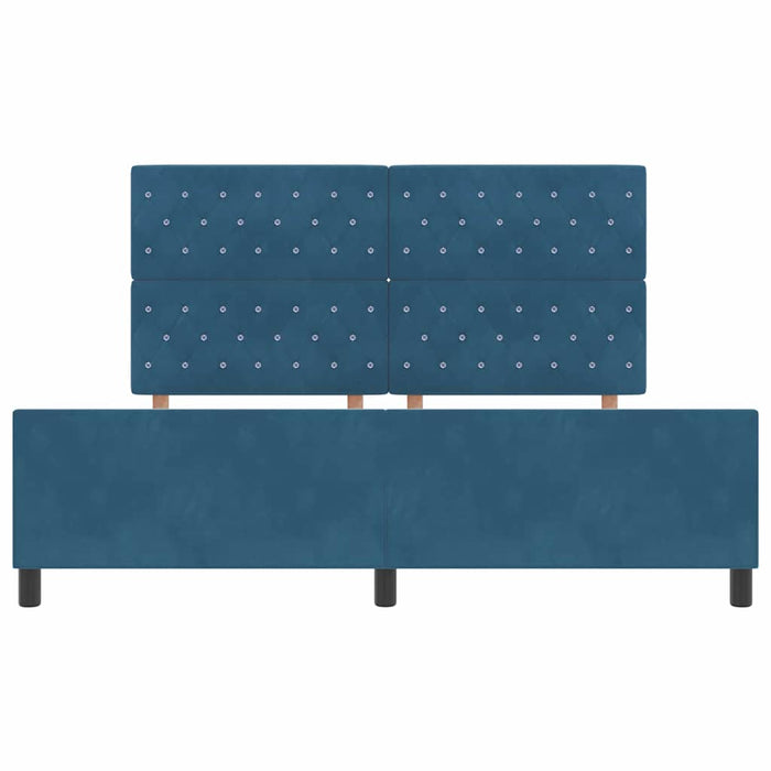 Pat cu arcuri cu headboard Albastru închis 180 x 200 cm Catifea WALTI