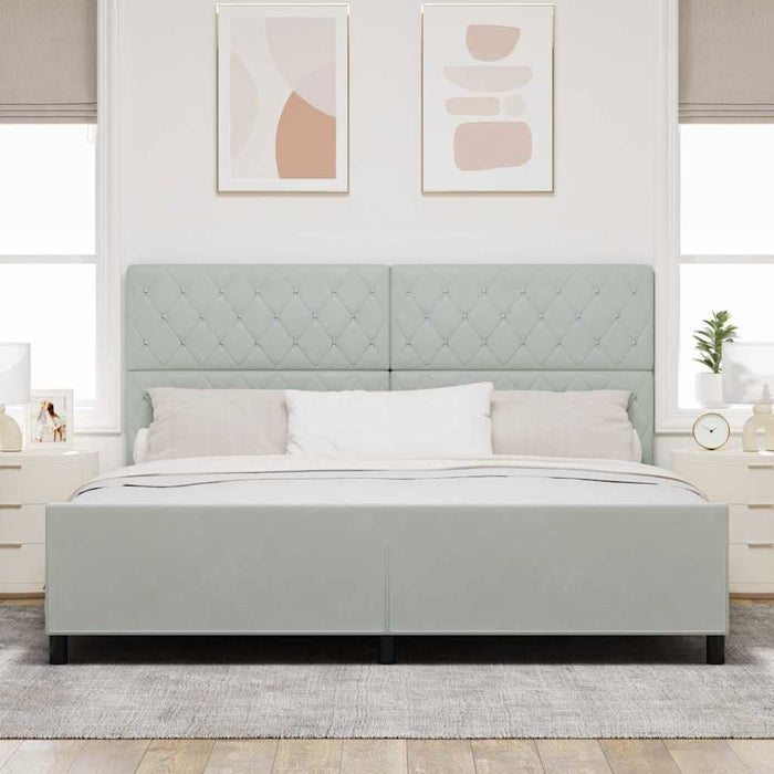 Cadru de pat cu headboard Gri deschis 200 x 200 cm Catifea - WALTI WALTI