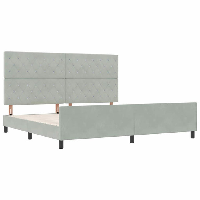 Cadru de pat cu headboard Gri deschis 200 x 200 cm Catifea - WALTI WALTI