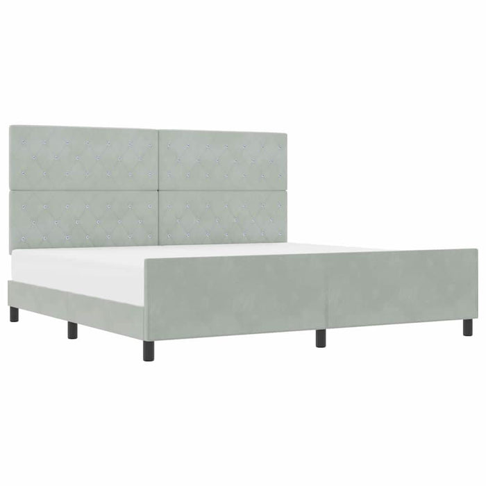 Cadru de pat cu headboard Gri deschis 200 x 200 cm Catifea - WALTI WALTI