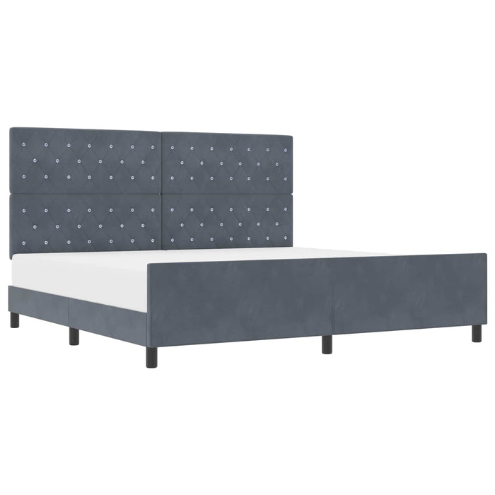 Pat cu arcuri cu headboard Gri închis 200 x 200 cm Catifea - WALTI WALTI