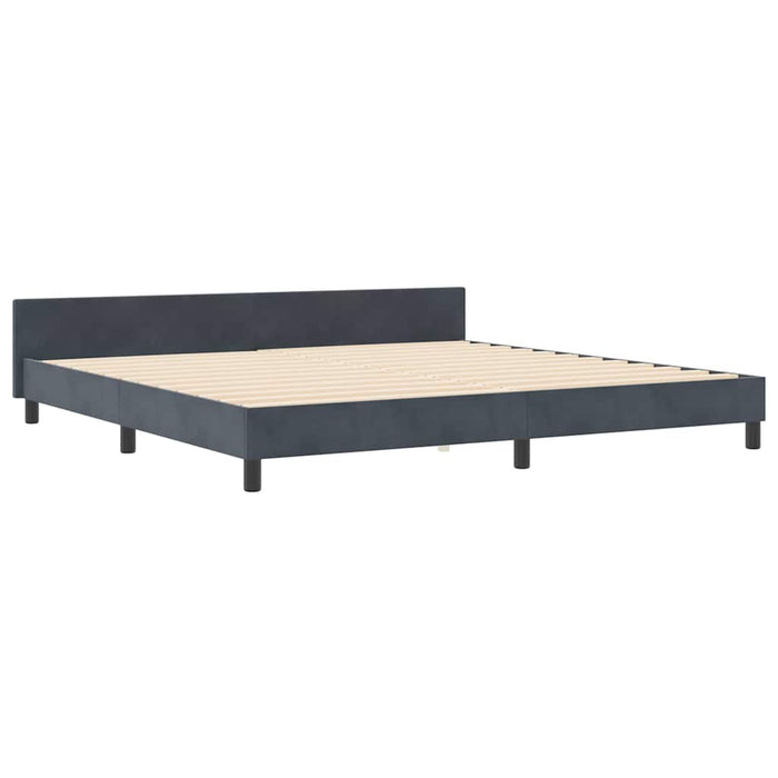 Pat cu arcuri cu headboard Gri închis 200 x 200 cm Catifea - WALTI WALTI