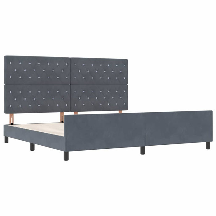 Pat cu arcuri cu headboard Gri închis 200 x 200 cm Catifea - WALTI WALTI