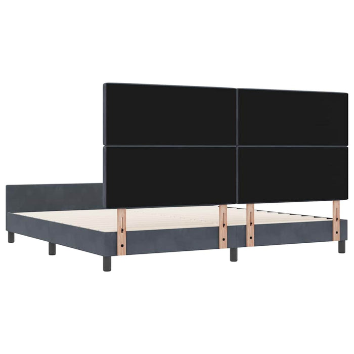 Pat cu arcuri cu headboard Gri închis 200 x 200 cm Catifea - WALTI WALTI