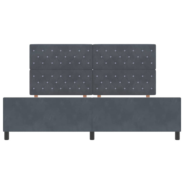 Pat cu arcuri cu headboard Gri închis 200 x 200 cm Catifea - WALTI WALTI