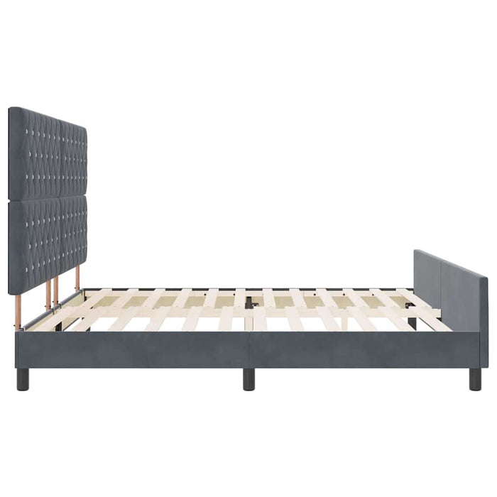 Pat cu arcuri cu headboard Gri închis 200 x 200 cm Catifea - WALTI WALTI