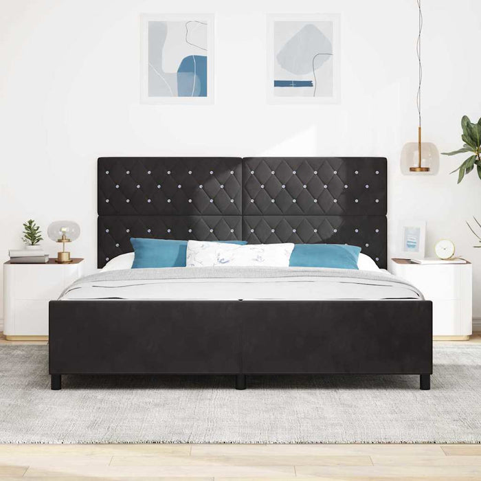 Pat cu arcuri cu headboard Negru 200 x 200 cm Catifea - WALTI WALTI