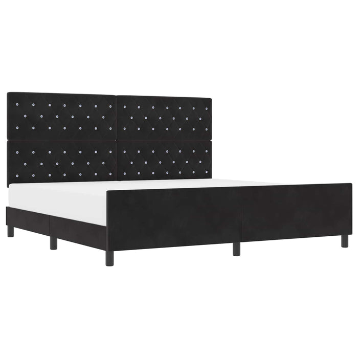 Pat cu arcuri cu headboard Negru 200 x 200 cm Catifea - WALTI WALTI