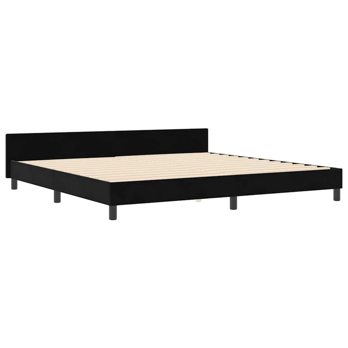 Pat cu arcuri cu headboard Negru 200 x 200 cm Catifea - WALTI WALTI