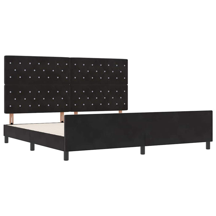 Pat cu arcuri cu headboard Negru 200 x 200 cm Catifea - WALTI WALTI
